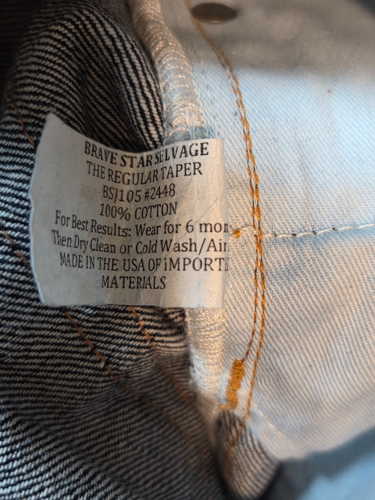 Brave Star Selvage – The Regular Taper – Men’s 14 oz Denim Jeans Size 34