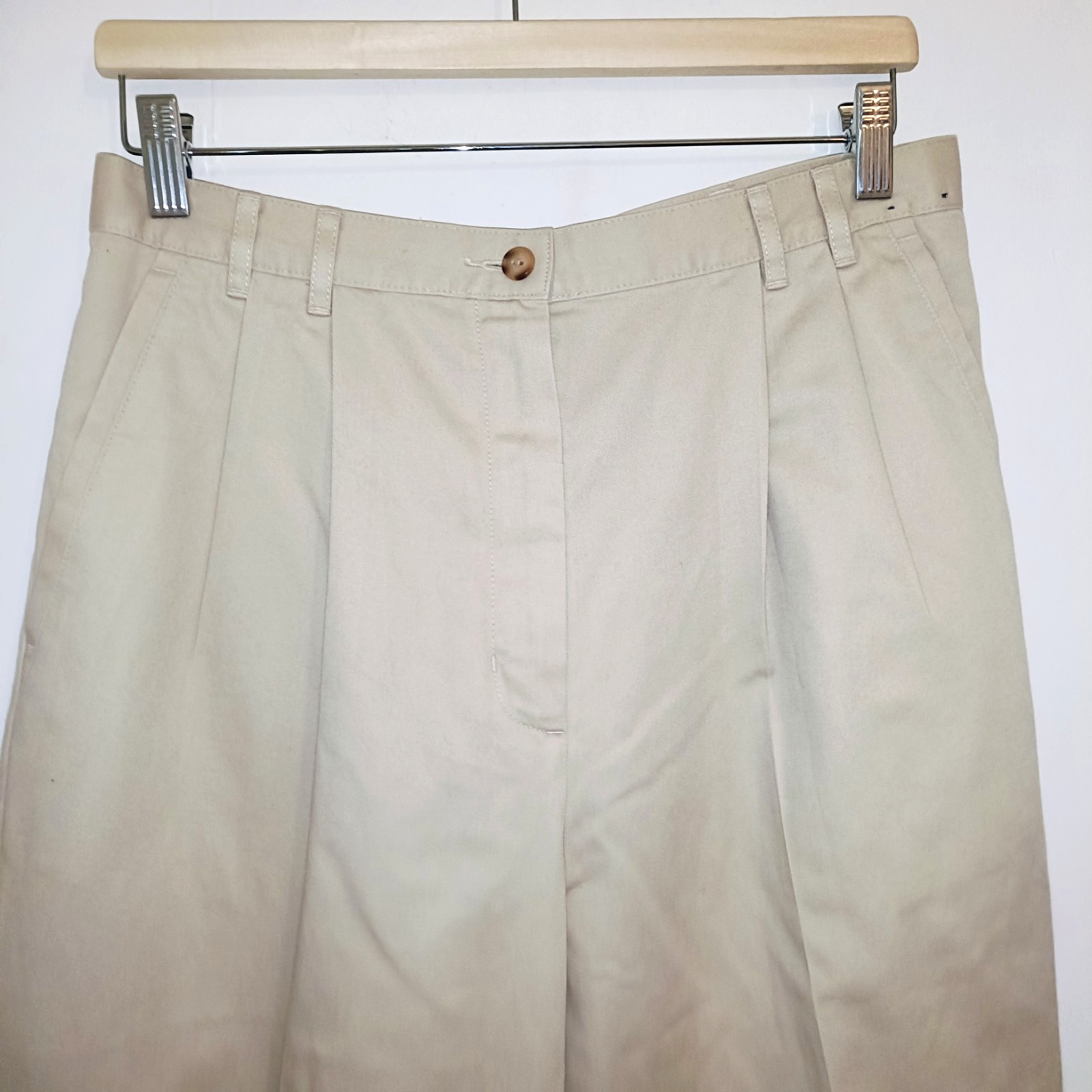 Softal Debenhams Womens Trousers Beige Size UK 14 Vintage 100% Cotton High Rise