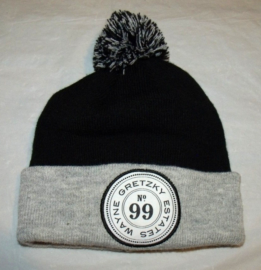 Wayne Gretzky Estates No. 99 Black/Gray Winter Pom Cuff Hat Acrylic