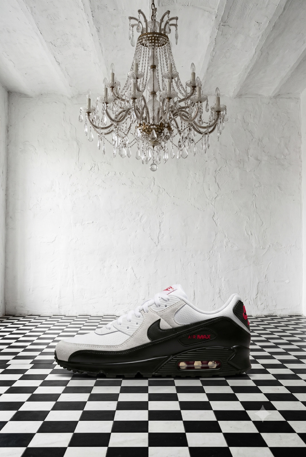 *NEW* MEN Nike Air Max 90 Perforated Leather WHITE / BLACK (IV2867 100) 👍