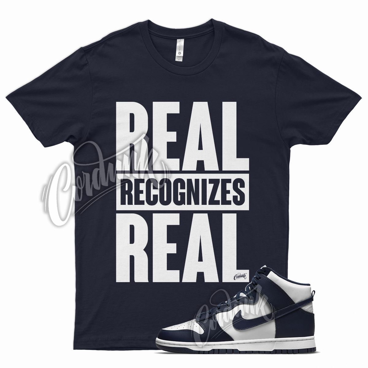 Navy RRR T Shirt for N Dunk High Midnight Navy Dark Blue White Obsidian