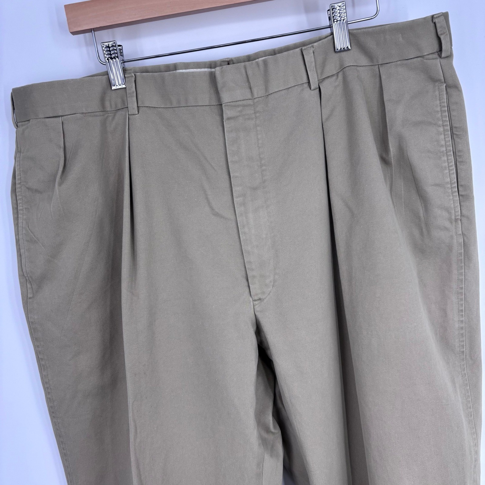 Vintage Polo Ralph Lauren Pleated Chino Pants Mens 38×29 Khaki Tan Cuffed Preppy