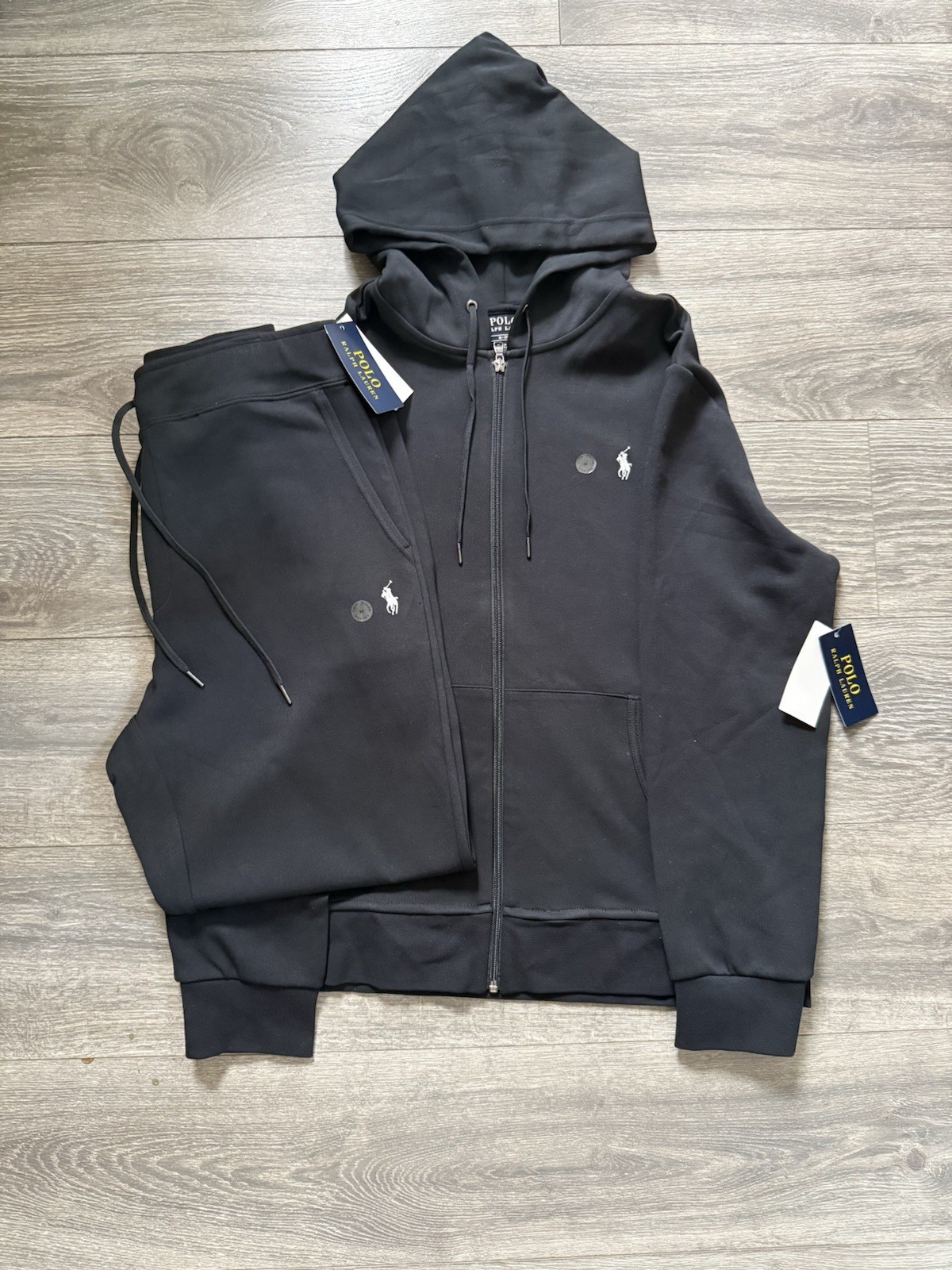 NEW Polo Ralph Lauren Double-Knit Full-Zip Hoodie and Jogger Pant Set Sz M