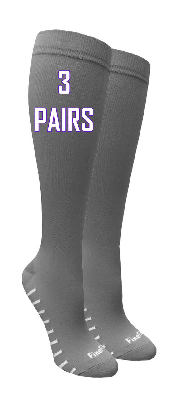 3 Pairs Mens Graduated Mild COMPRESSION 8-15 mmHg Over The Calf Gray Socks