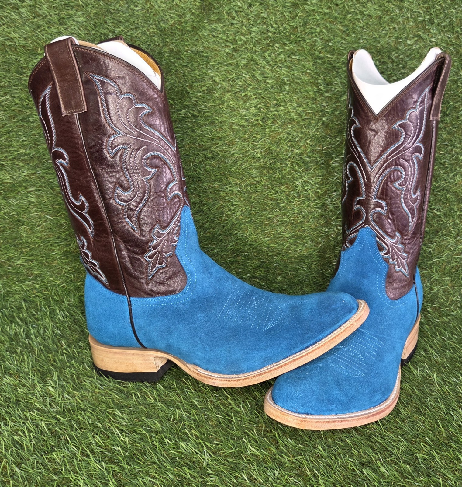 Men’s New Turquoise Suede Cowboy Boots All Sizes And Toe Styles Available 🔥🔥🔥