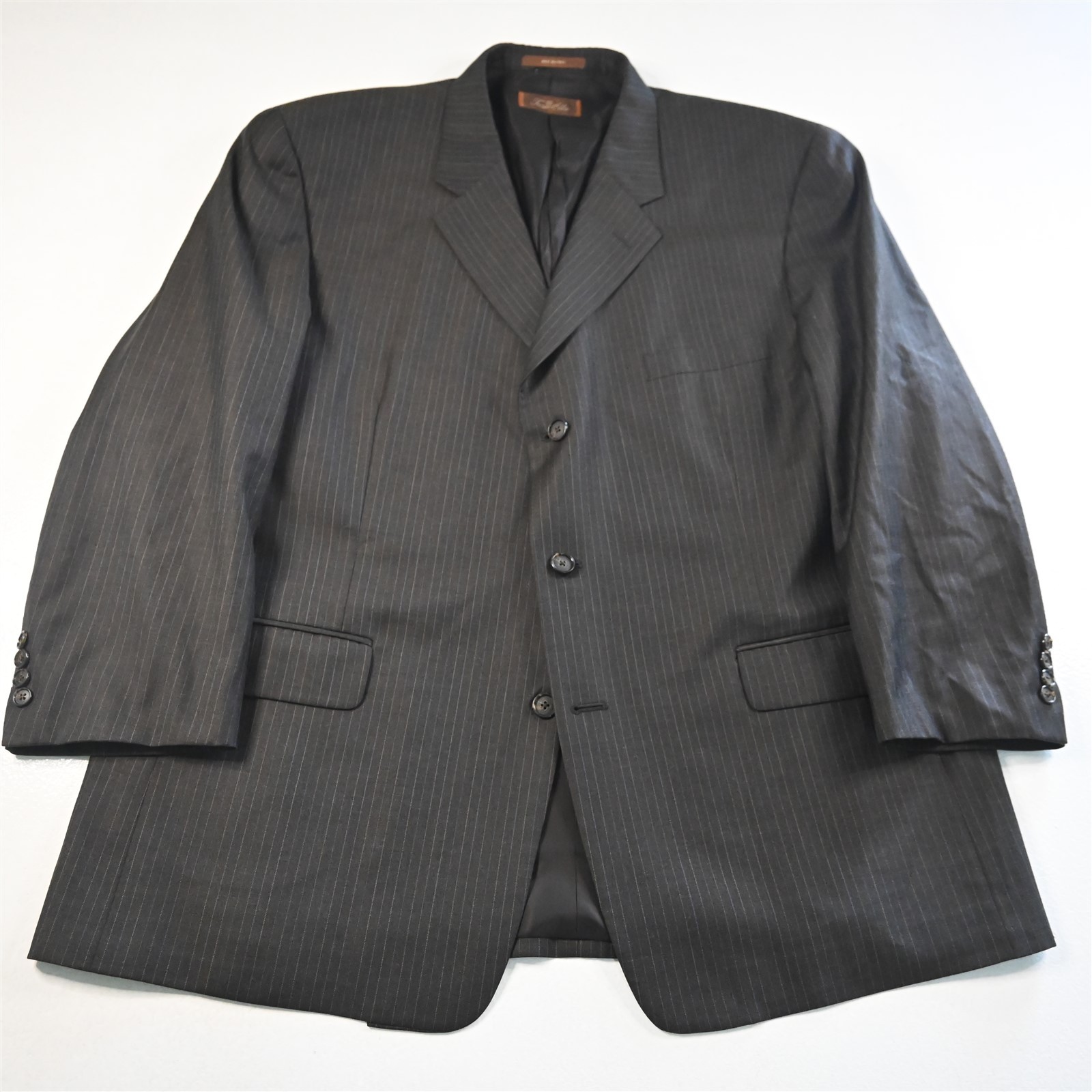 Vitale Barberis 48R 40×29 Brown Striped Super 110s Wool Mens Jacket Pants Suit