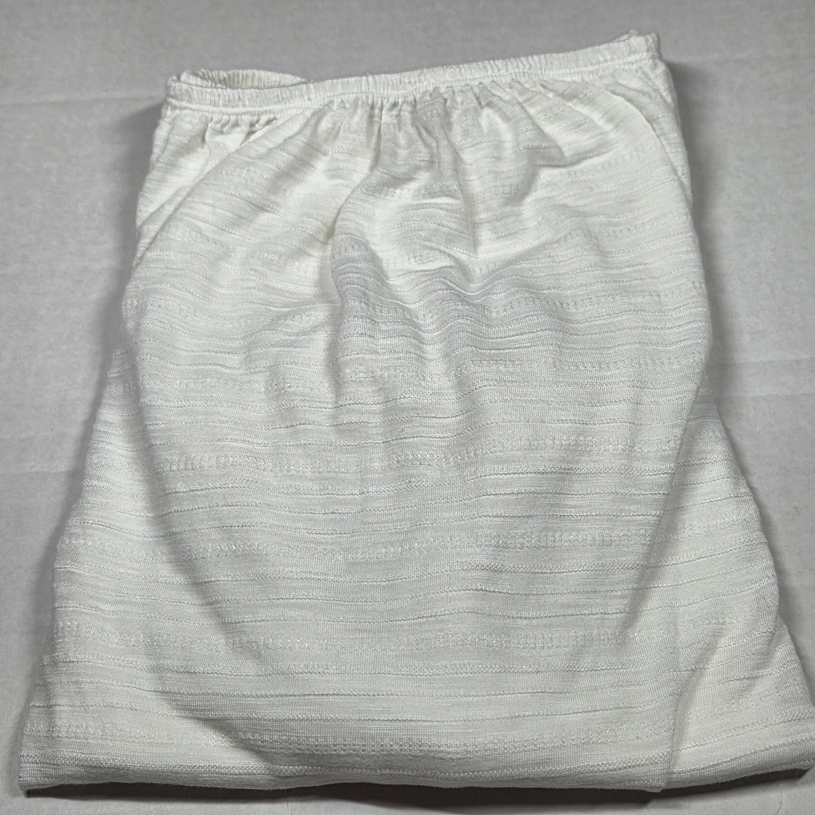 Style & Co Knit Ruffle Hem Pullover Blouse White Short Sleeve Round Neck Large
