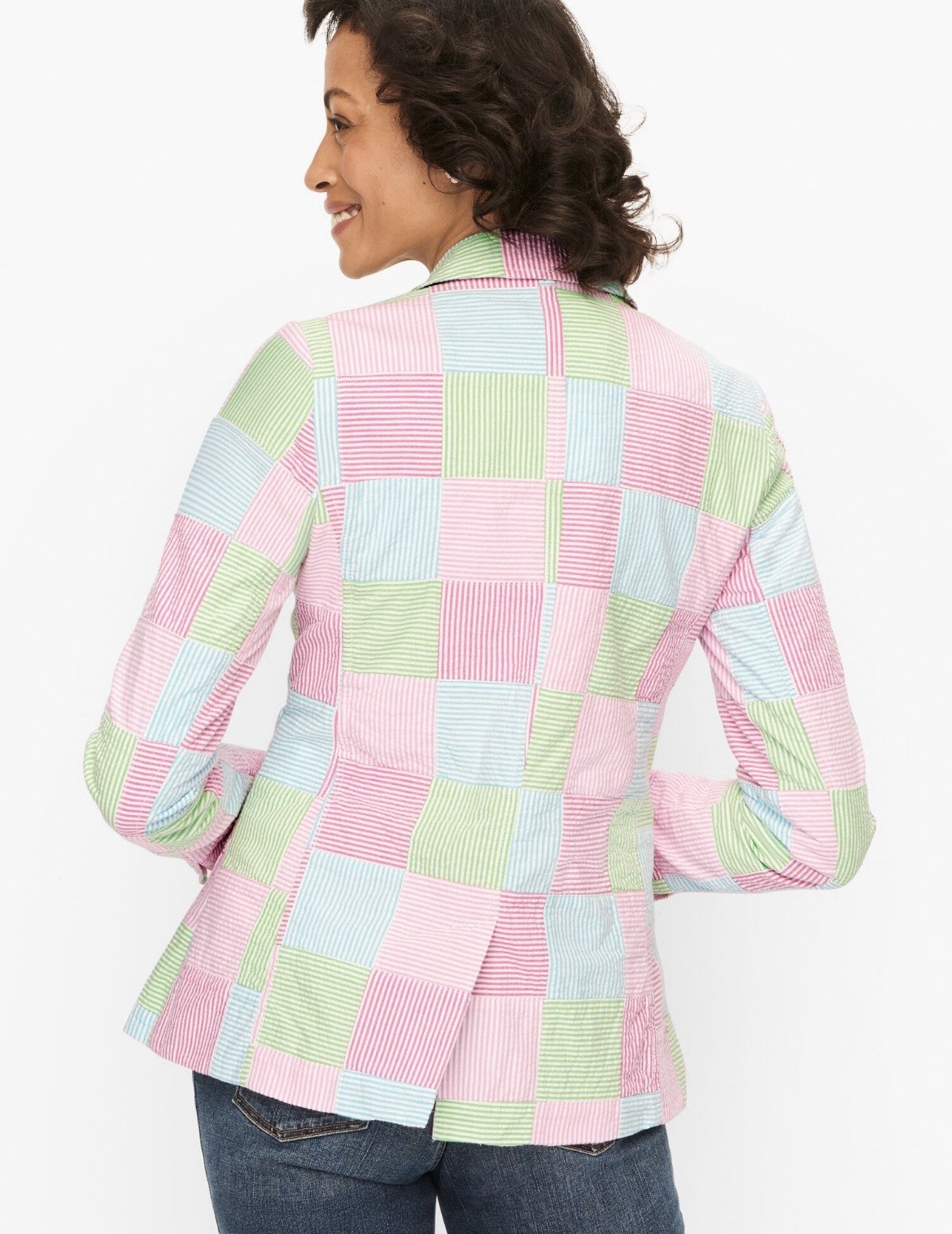 Talbots Petites 12P Multicolor Plaid Blazer Jacket Lined Pockets Button