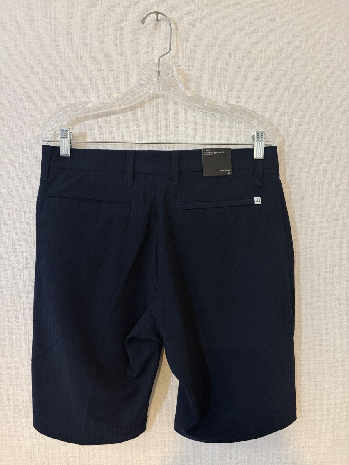 7DIAMONDS La Jolla Seersucker Stripe Chino Shorts Blue Relaxed Stretch