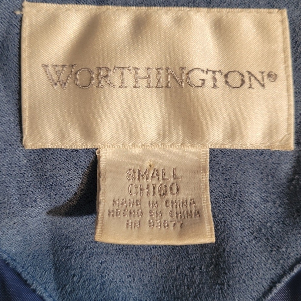 Blue Faux Suede Utility Jacket Thermolite Insulated Lightweight Winter Coat