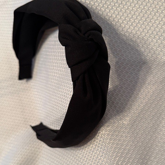 Womens Black Ribbed Fabric Top Knot Headband Wide Textured Hair Accessory