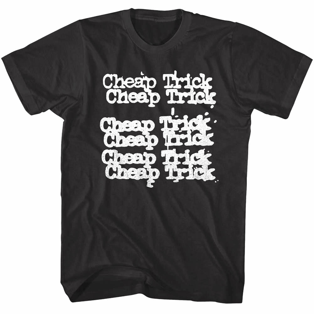 Cheap Trick Logo Repeated Rock Band Men’s T Shirt Album Tour Music Merch Black
