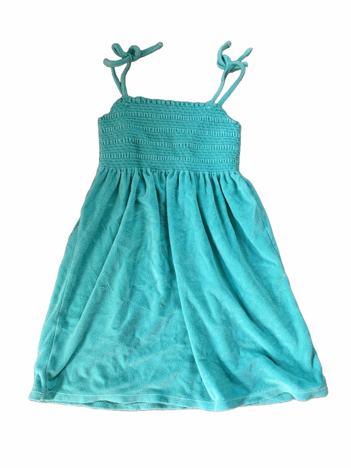 Gap Kids Girls Smocked Terry Cloth Dress Cover-Up Size 6/7 Mint Turquoise