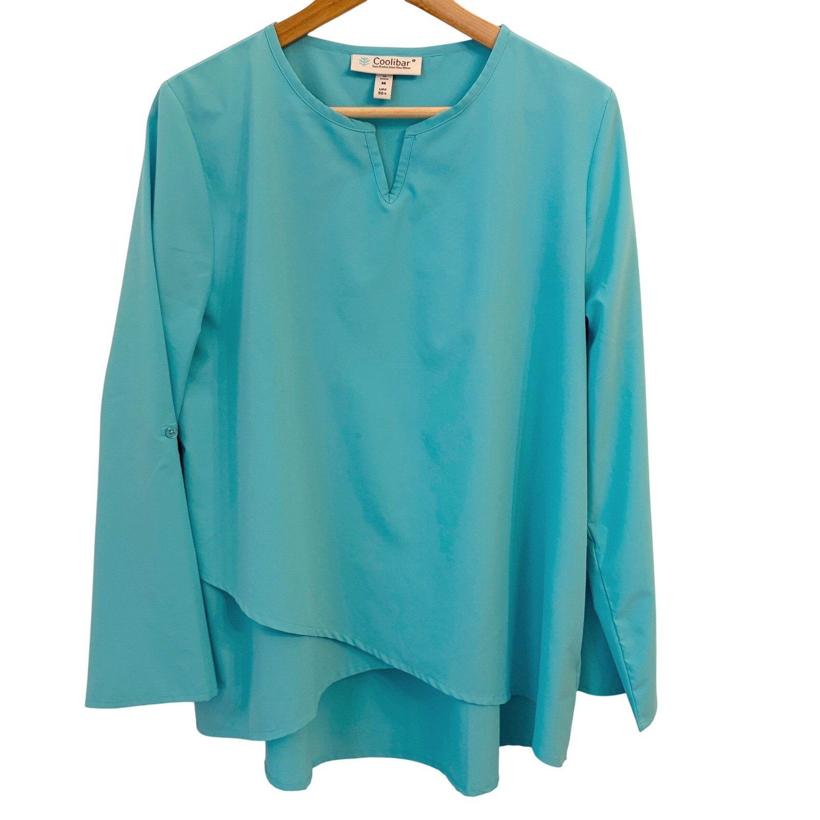Coolibar Santa Barbara Tunic Top Womens M UPF 50+ Roll Tab Coastal Beach Outdoor