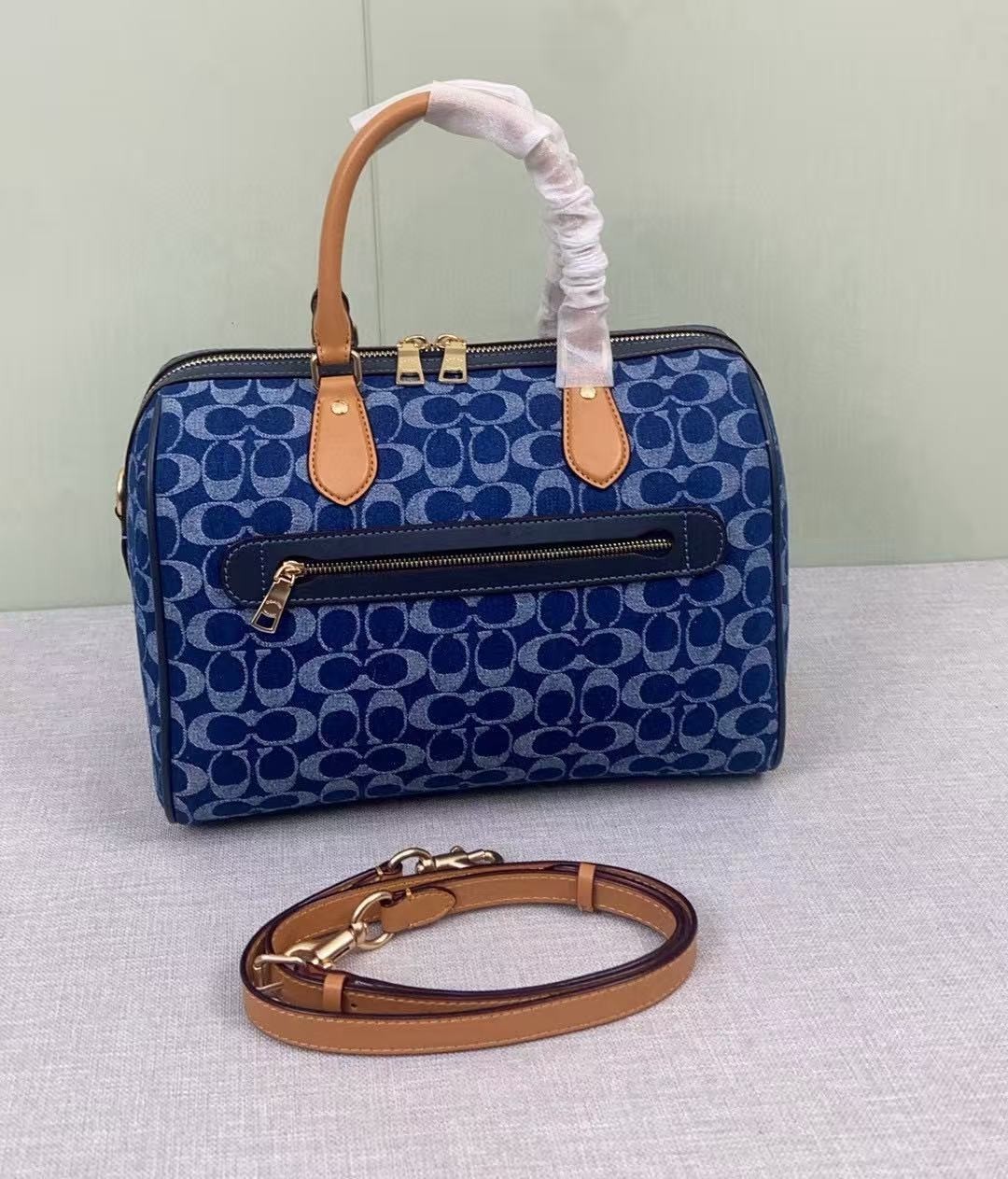 COACH Rowan Large Satchel Signature Denim Leather Crossbody Bag CY699 NEW NWT