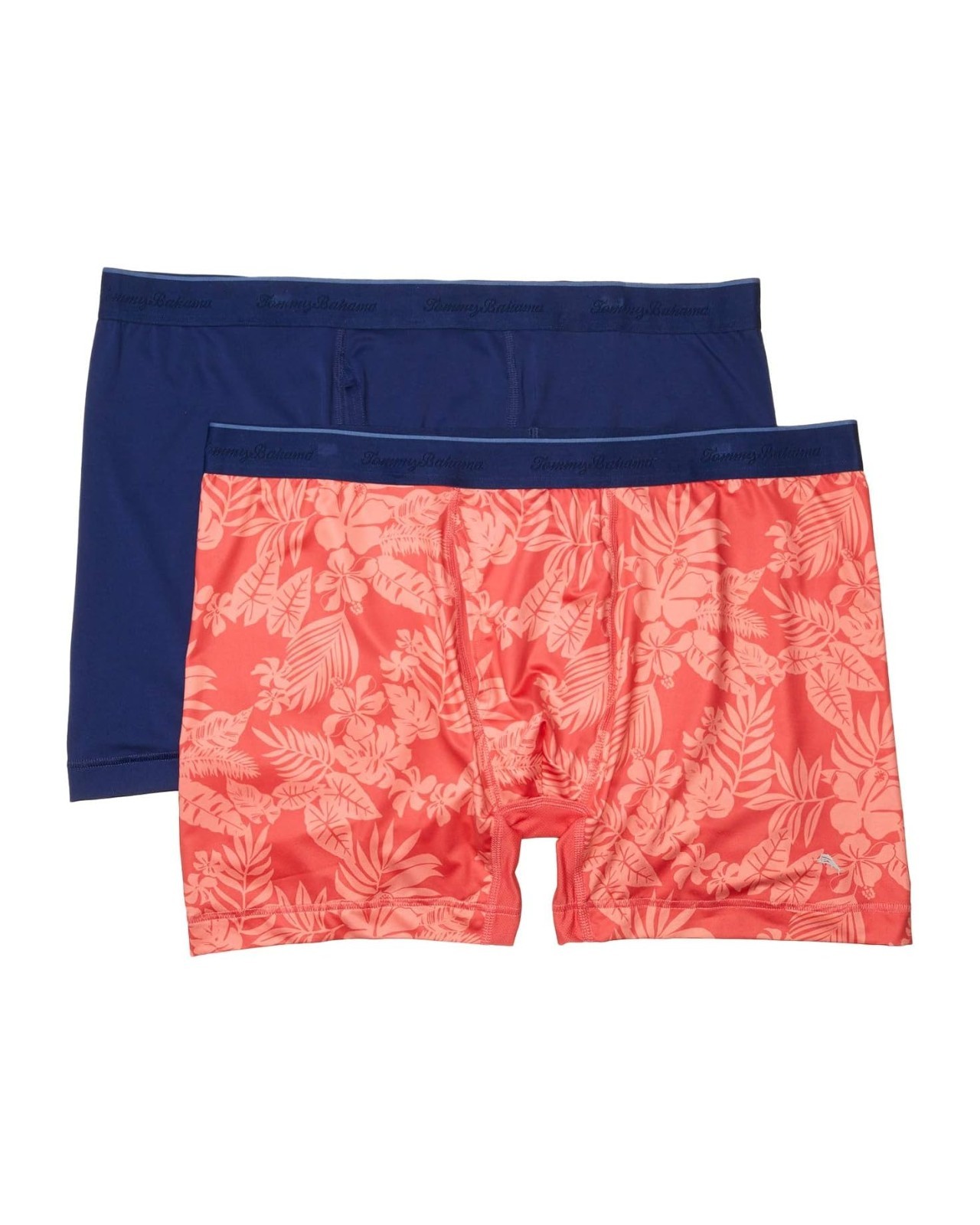 Tommy Bahama L94934 Solid Navy/Coral Leaf 2-Pack Mesh Tech Boxer Briefs Size M