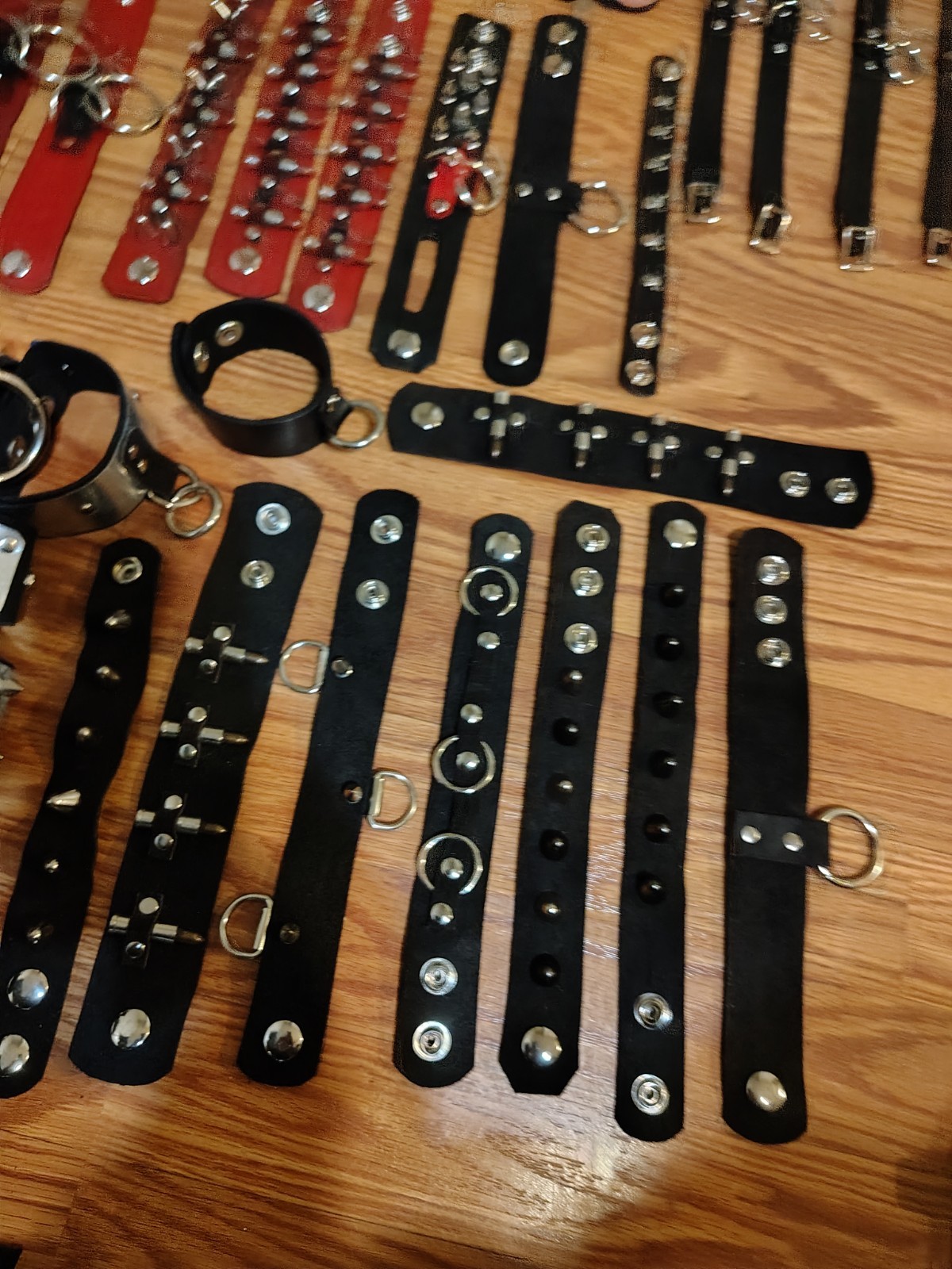 HUGE LOT of Leather Accessories Cuffs Collars Gauntlets Belts Wallets Goth Punk