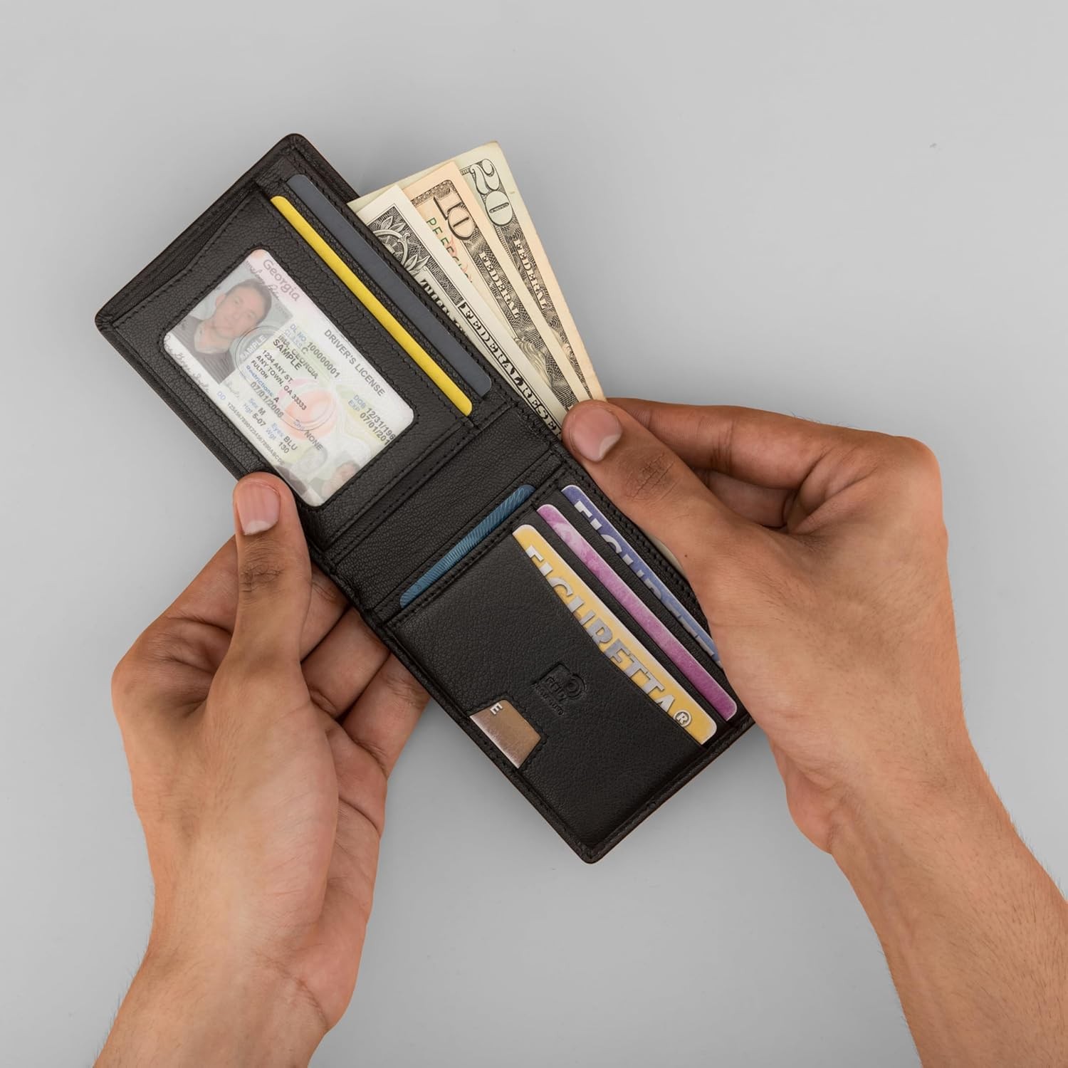 Dulvis RFID Blocking Nappa Leather Wallet for Men – Genuine Black