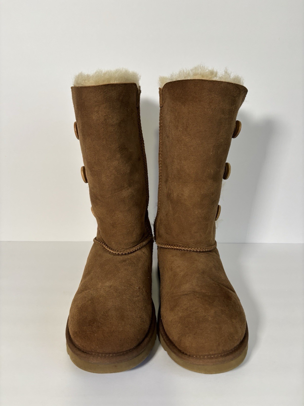 UGG Australia Bailey Button Triplet Brown Knee High Suede Sheepskin Women 4