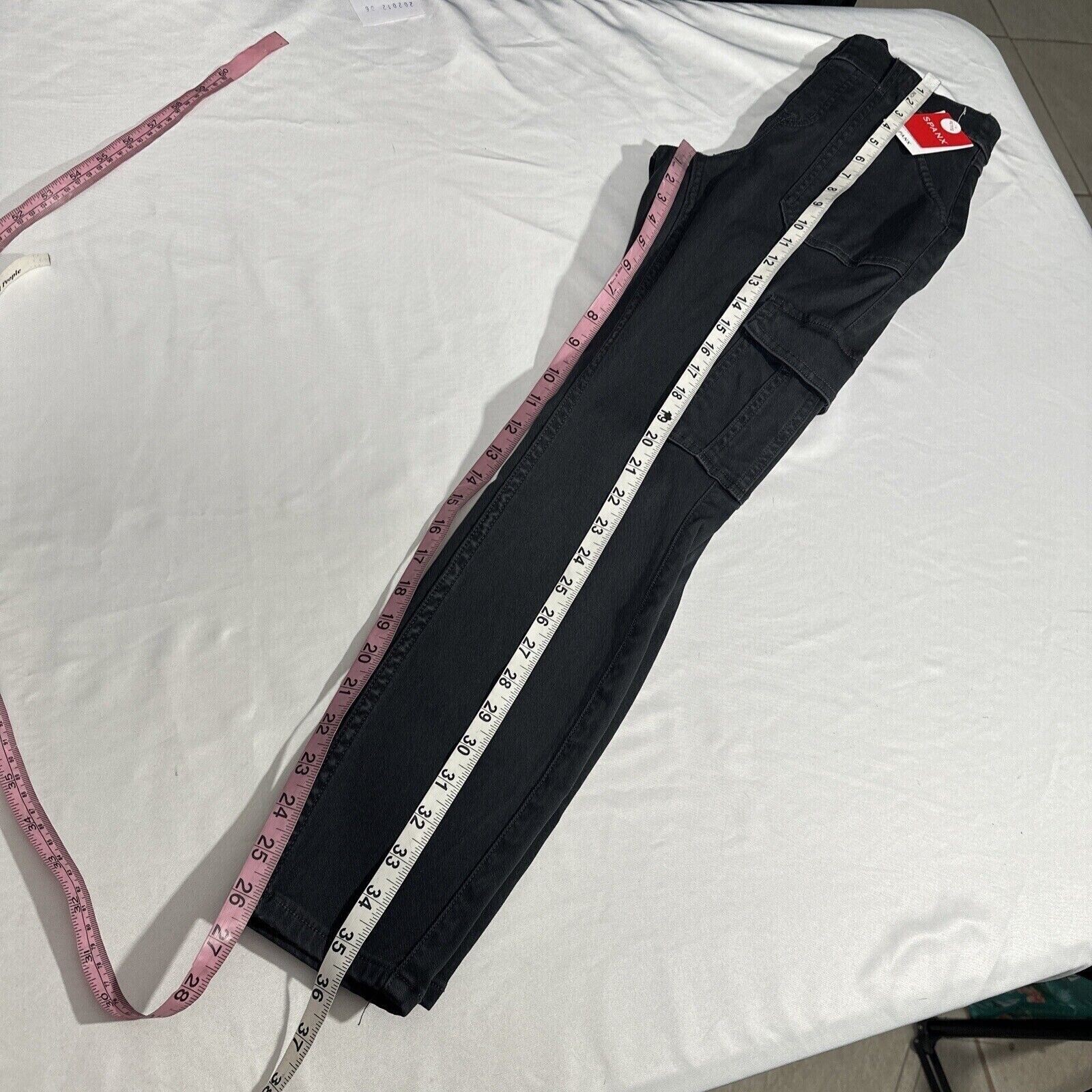NEW $128 Spanx [ SP Small-Petite ] Twill Ankle Cargo Pants Washed Black #T1775