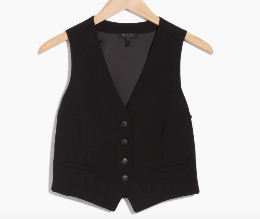 NWD RAG & BONE Priya Crepe Vest in Black Size 8 #T3631