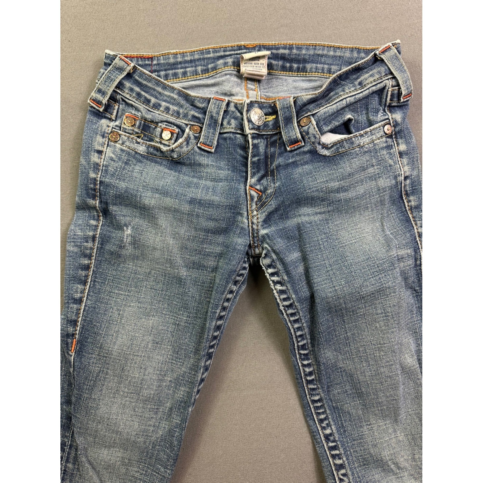 True Religion Stella Skinny Jeans Medium Wash Low Rise Denim Size 27 Made in USA