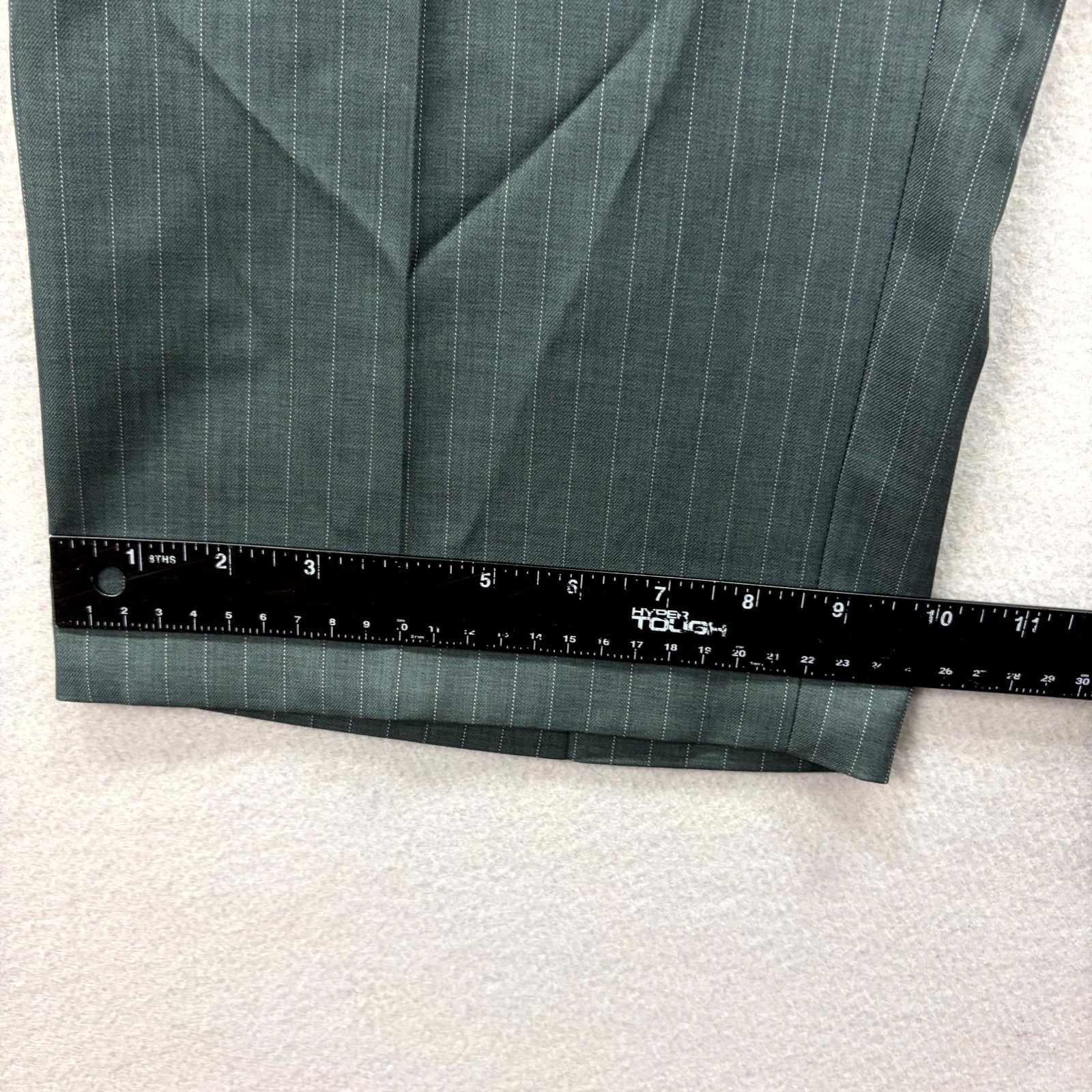 Perry Ellis Portfolio Dress Pants Mens 38×32 Green Pinstripe Formal Wide Leg NEW