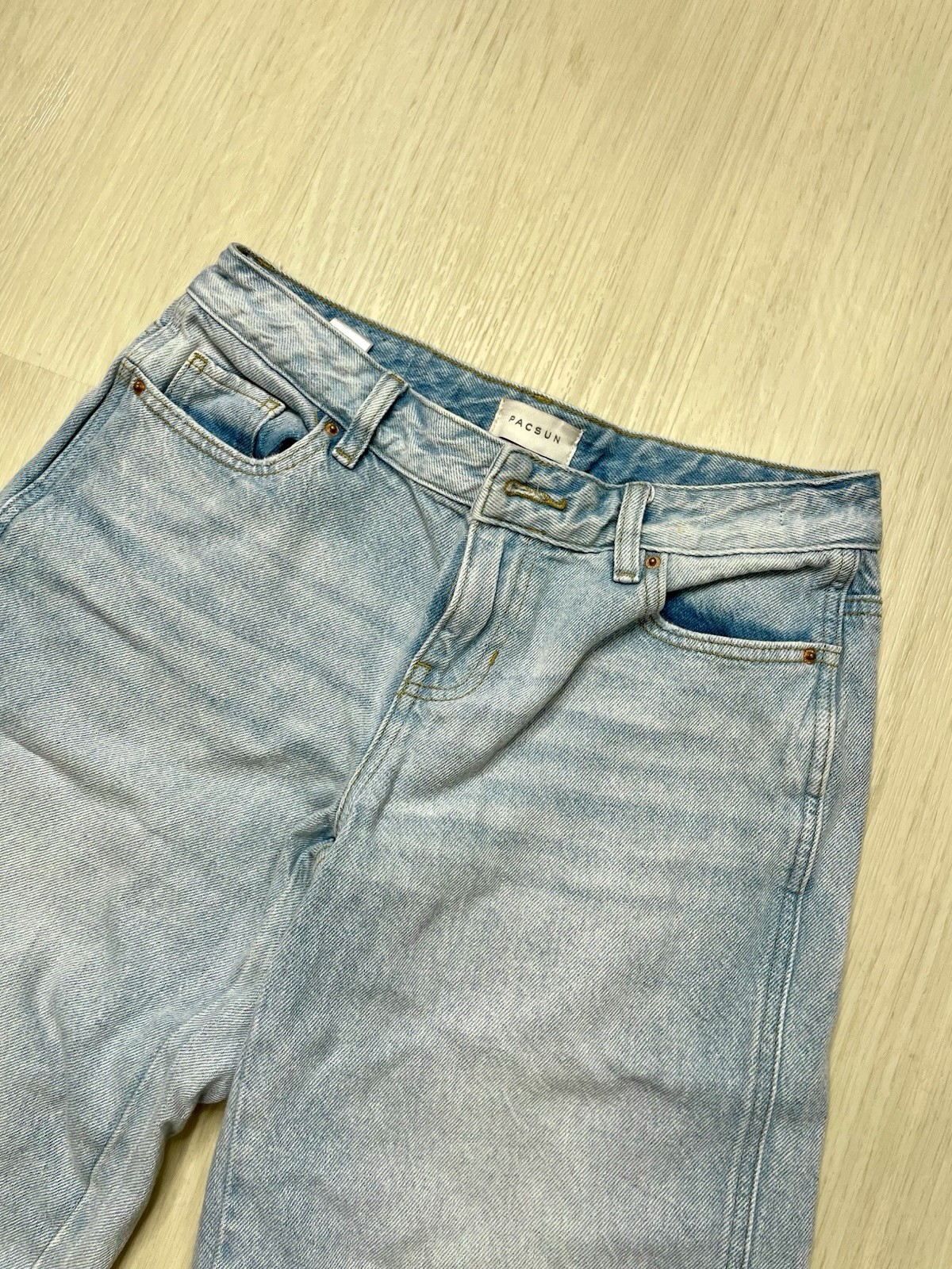 PacSun Women’s Light Wash Denim Wide-Leg Jeans 5-Pocket Zip/Button Size 25