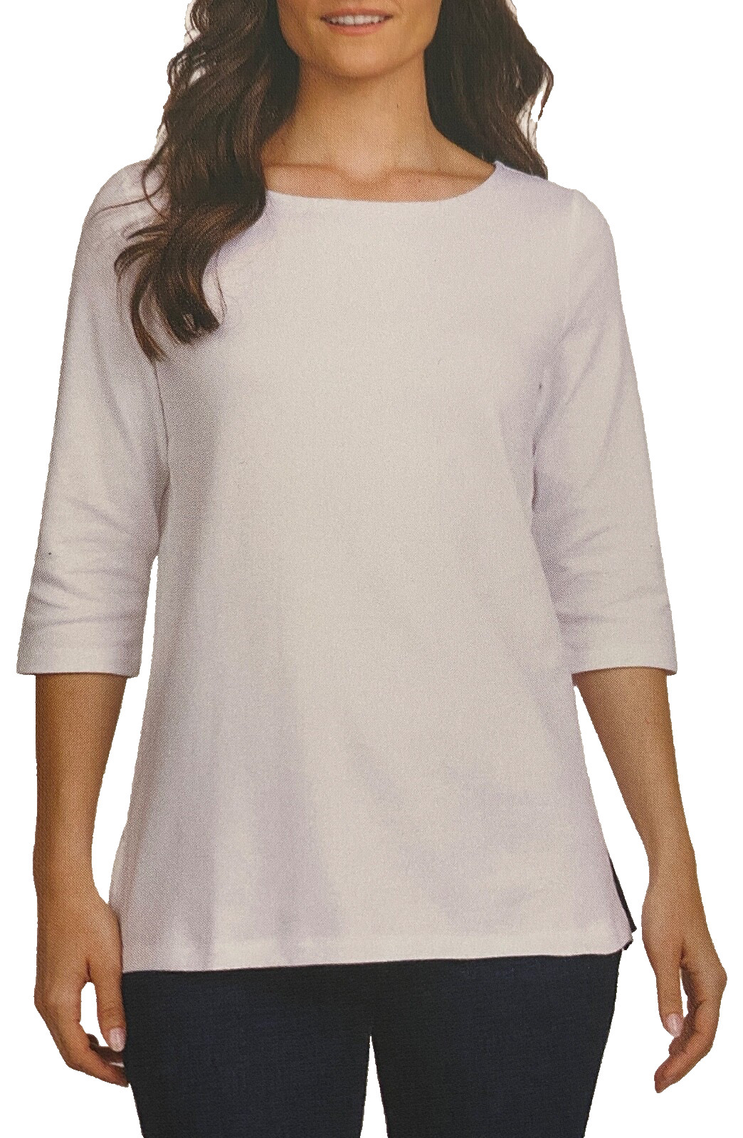 Lands’ End 3/4 Sleeve Boat Neck Pima Cotton Tee