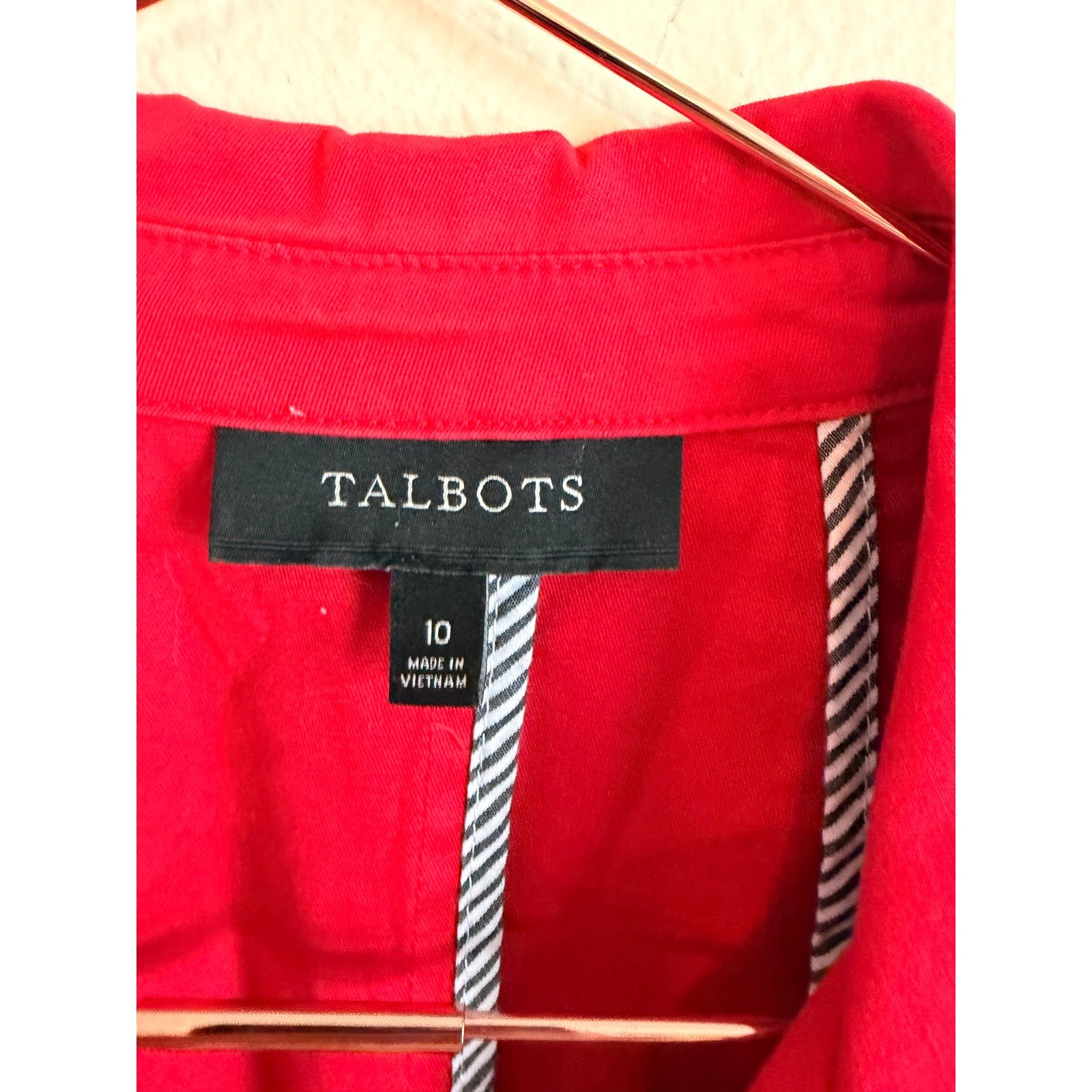Talbots Utility Jacket Women 10 Red Cotton Blend Military Safari Field Coat