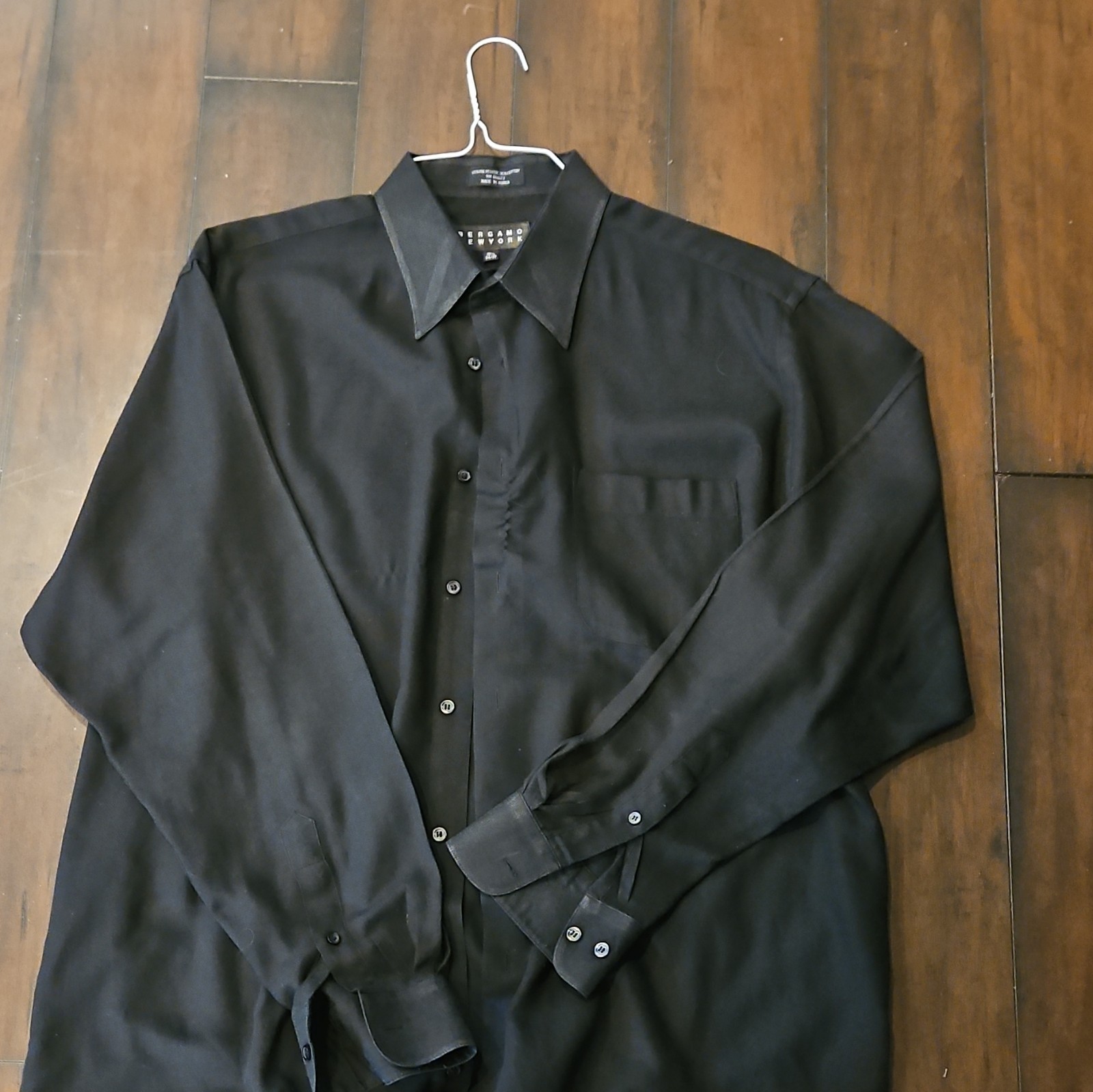 Bergamo New York Men’s Black Solid Non-Iron Dress Shirt 16.5 34/35 Regular