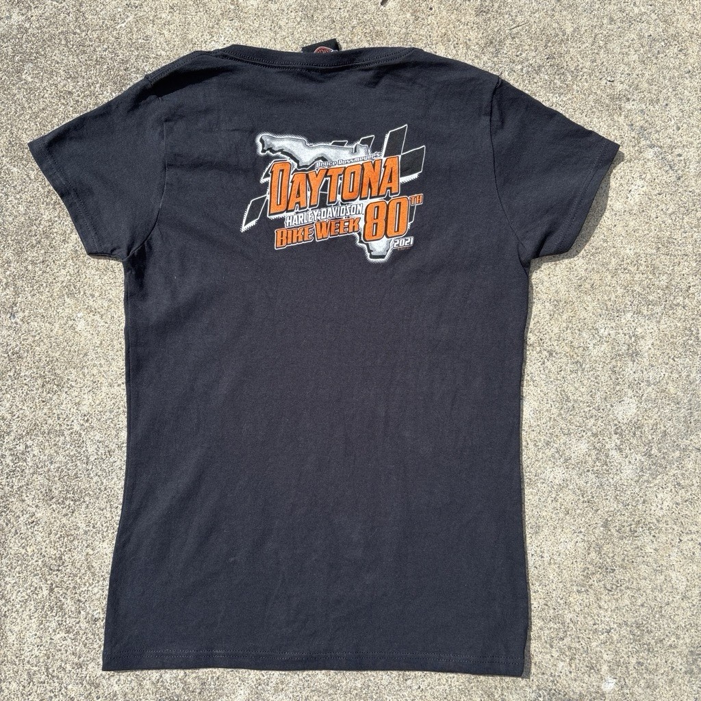 Harley Davidson Daytona Bike Week 80th 2021 Graphic Tee Black Women’s Medium