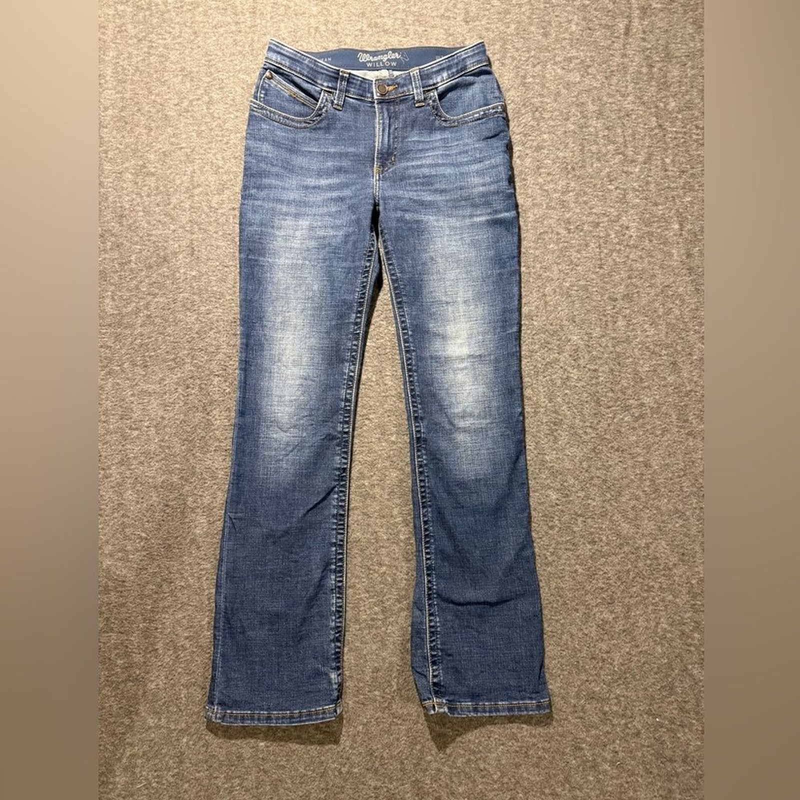 Wrangler Willow Ultimate Riding Jean women 7×34 (fit 30×32.5) blue Mid Rise