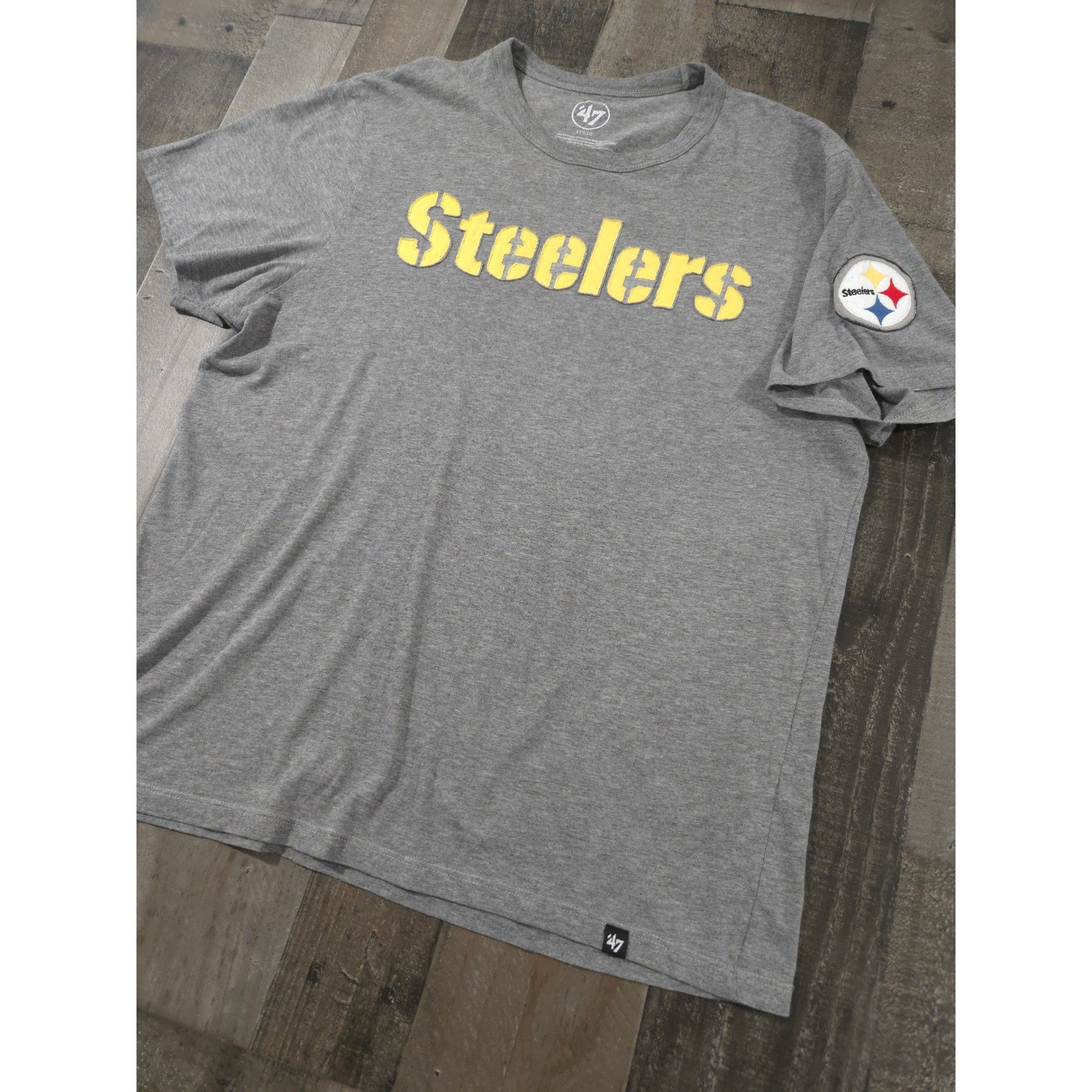 47 Brand Pittsburgh Steelers Franklin Fieldhouse Grey Vintage Distressed Tee L