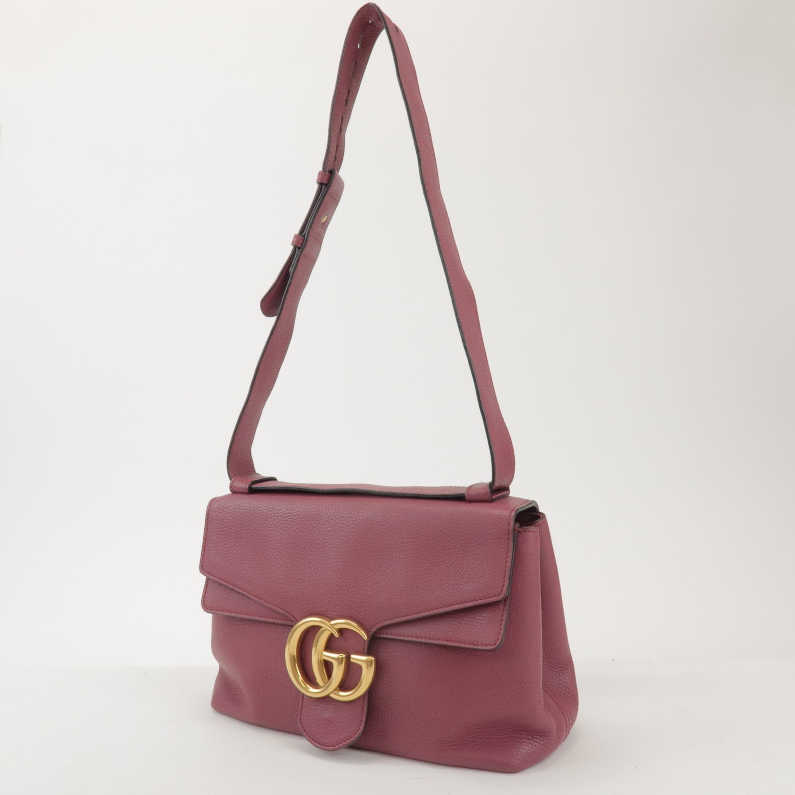 GUCCI GG Marmont Leather Shoulder Bag Rose Pink 401173 Authentic Used F/S
