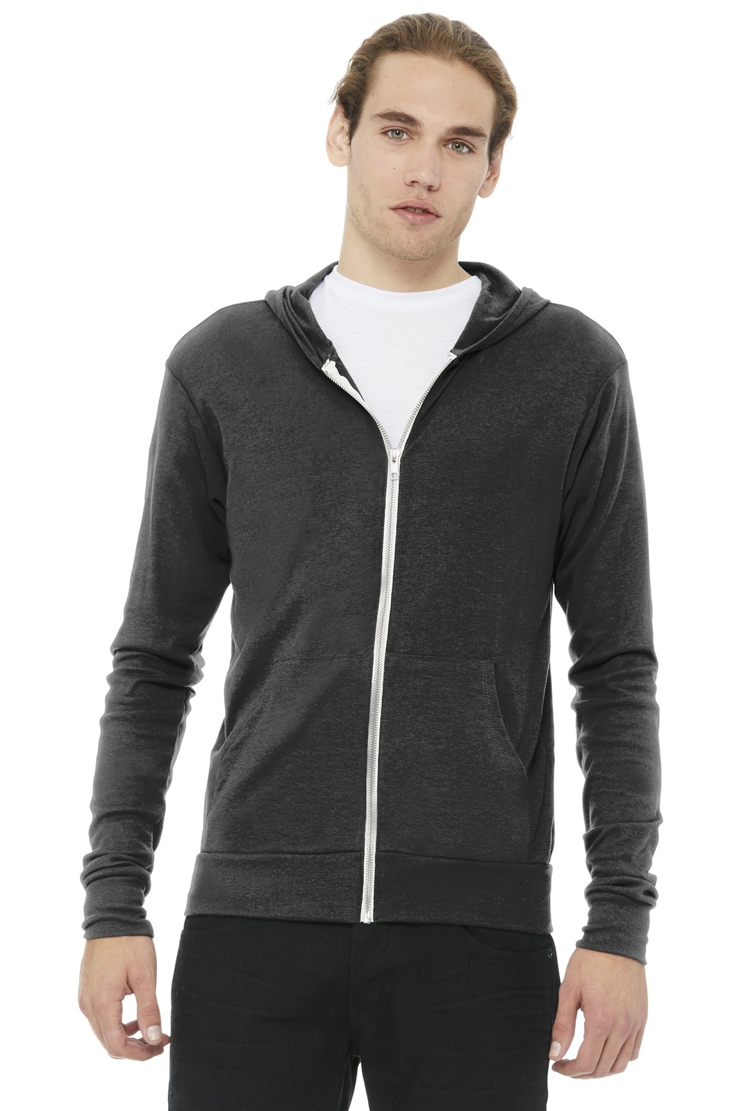 BELLA+CANVAS Unisex Long Sleeve Triblend Full Zip Lightweight Hoodie BC3939