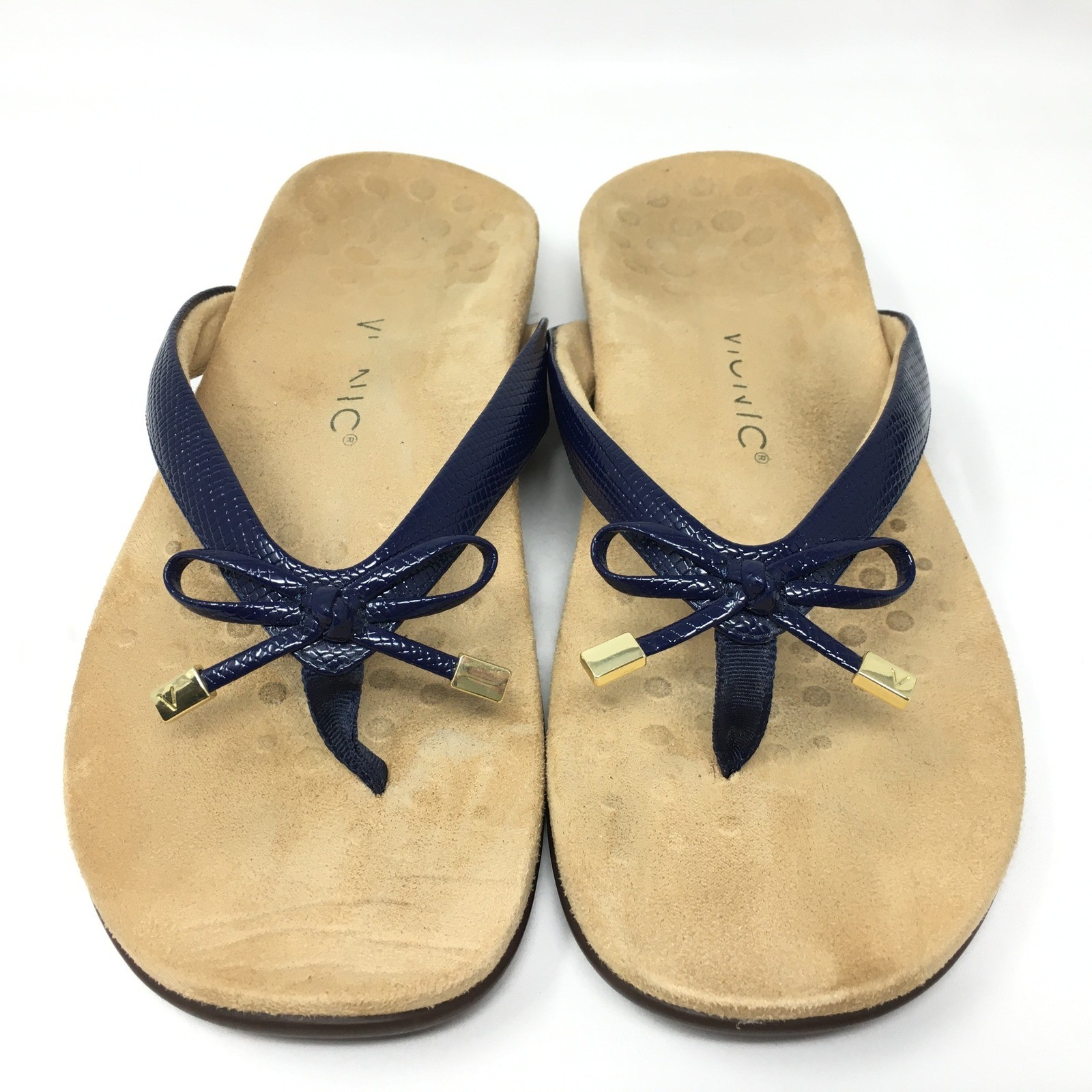 Vionic Bella II Flip Flops Sandals Shoes Womens Size 11 Blue Lizard Orthotic