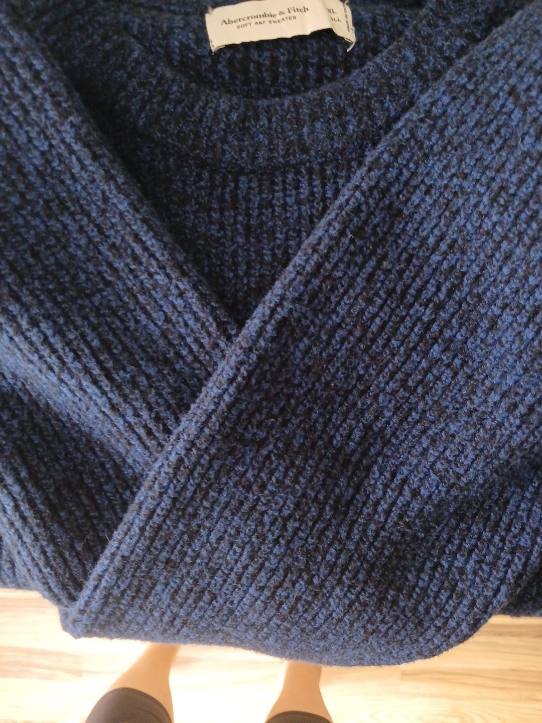 Abercrombie & Fitch Womens XL Tall Blue Marbled Chunky Knit Sweater Soft