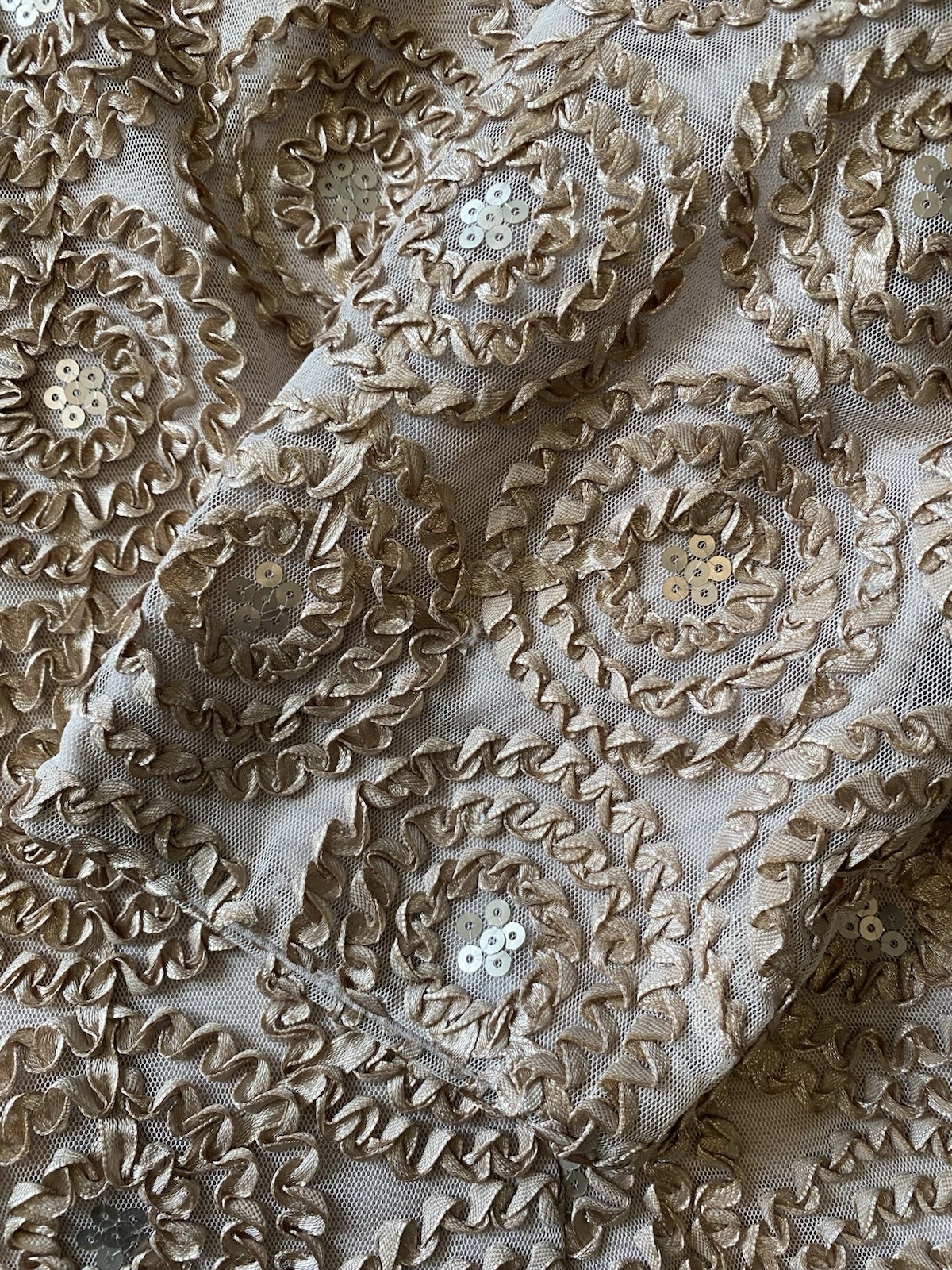 Gorgeous Alex Evenings Top, Size L, Embellished & Lined, Champagne Color
