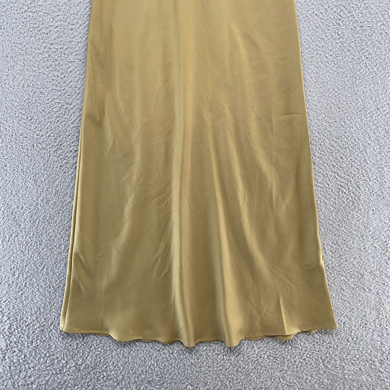 Allsaints Slip Dress Womens Small Tierny Coni 90s Midi Y2K Metallic Olive Gold