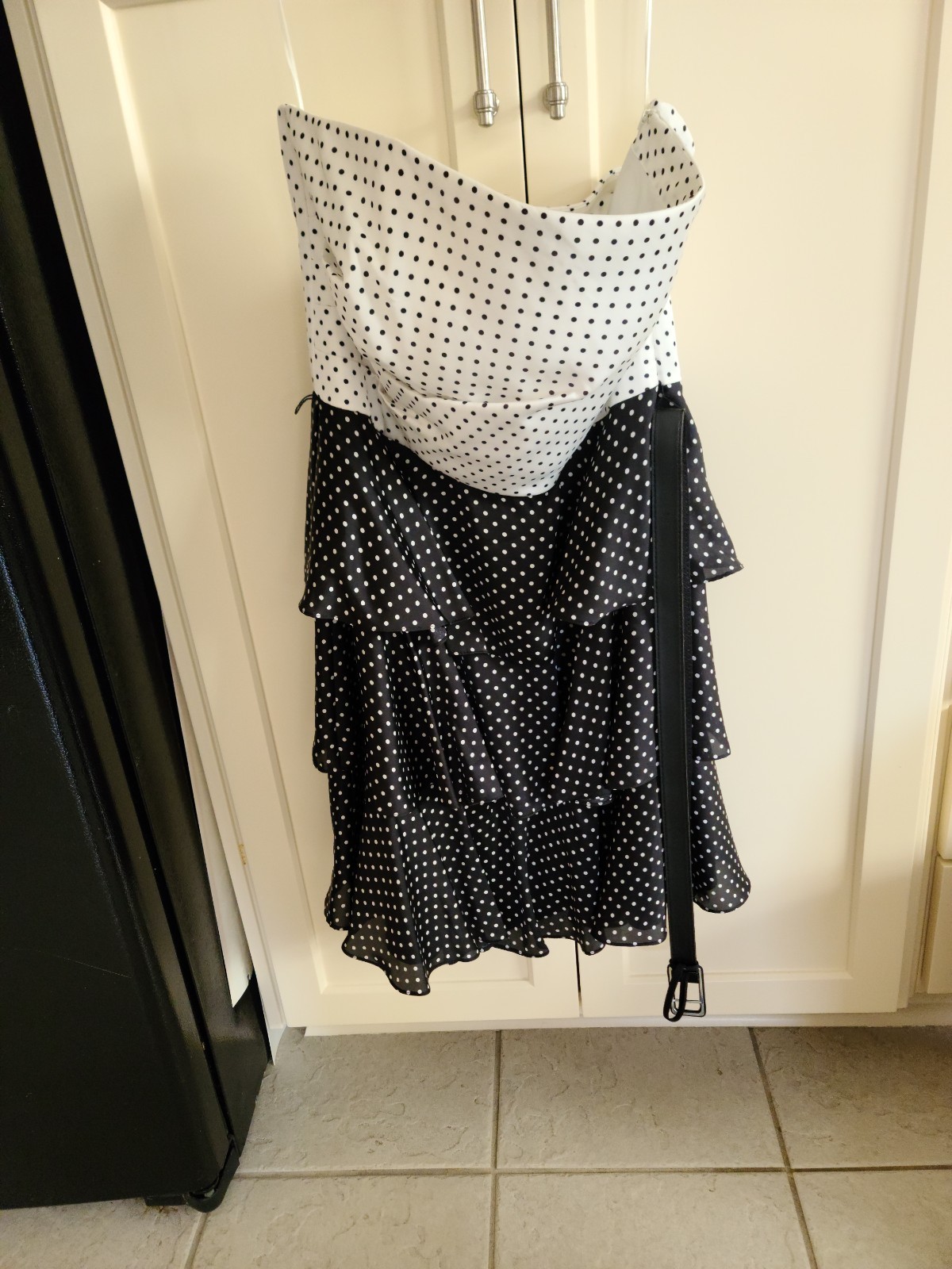 NWT White House Black Market Polka Dot Strapless Dress Womens Size 12