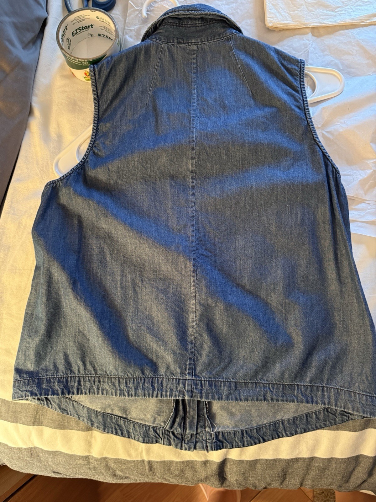 Theory Blue Sleeveless Zip-Front Vest w/ Pockets Collared Women P Petite