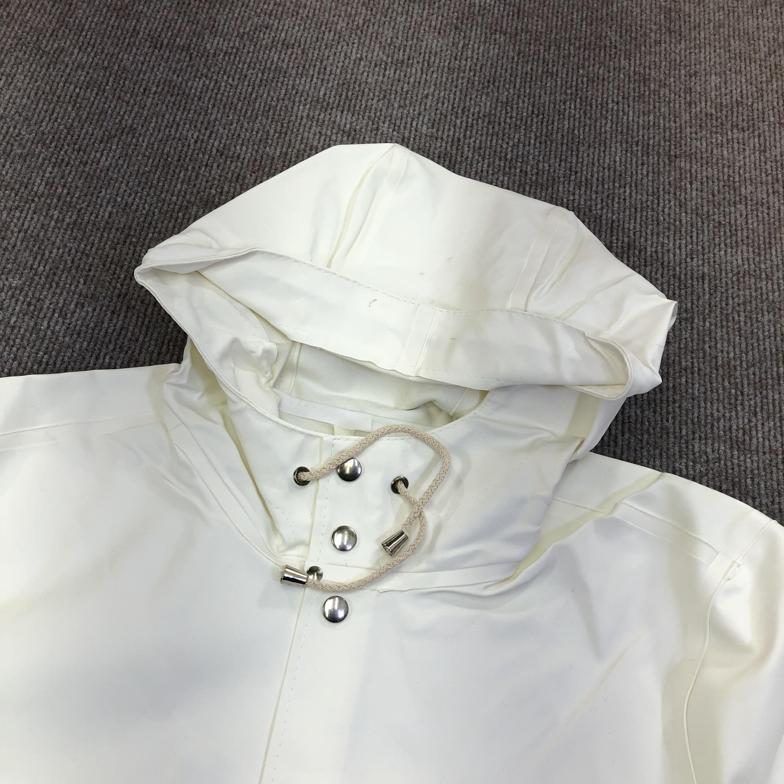 Stutterheim Coat Mens Medium White Stockholm Hooded Rain Waterproof Rubberized