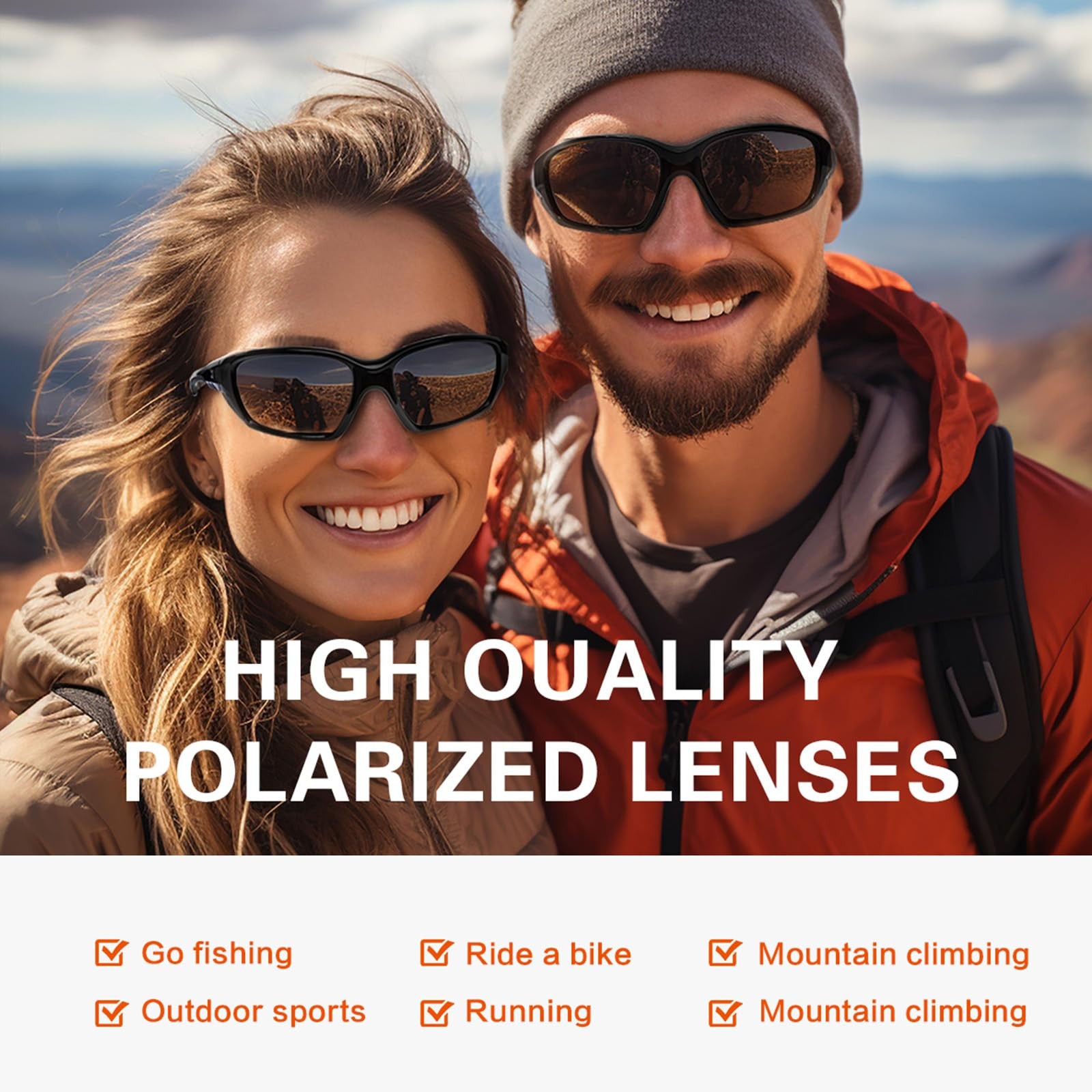 suoso Sports Polarized Sunglasses for Men: Womens 138MM, C17-white Orange