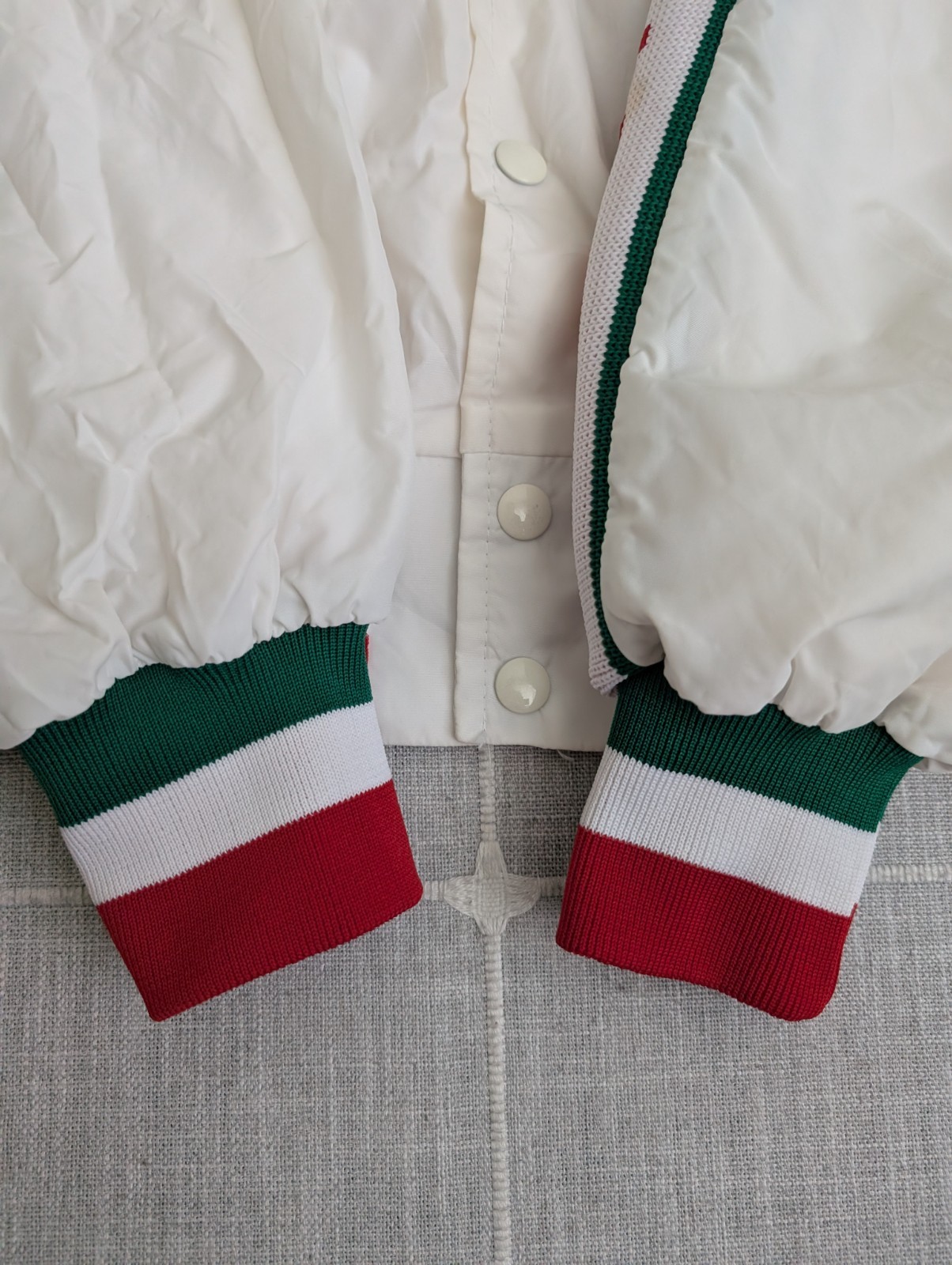 Vintage King Louie Italia Jacket Mens XL White Varsity USA Company Name Read**