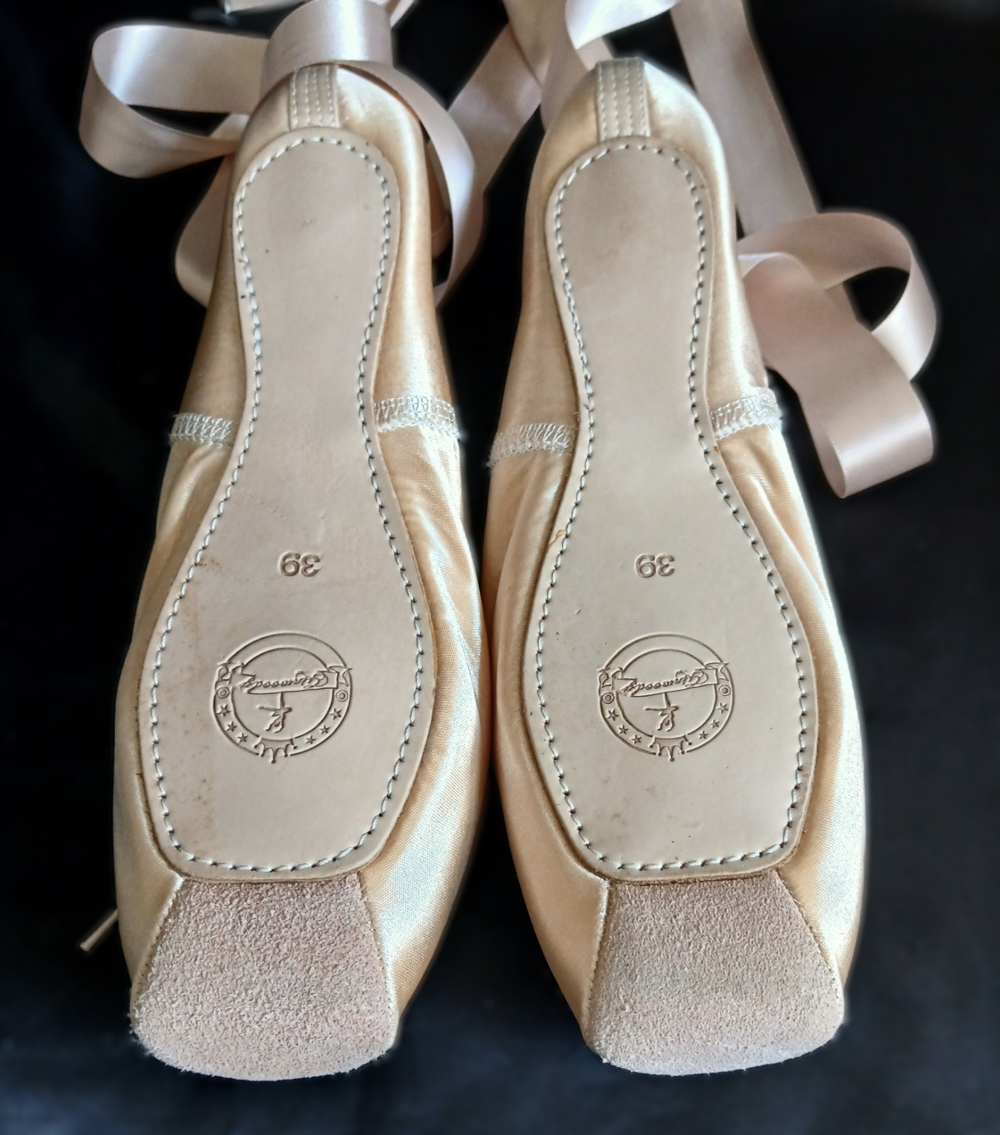 Ginwoody Pink Satin Ballet Pointe Toe Shoes Size 8.5 US 39 Euro