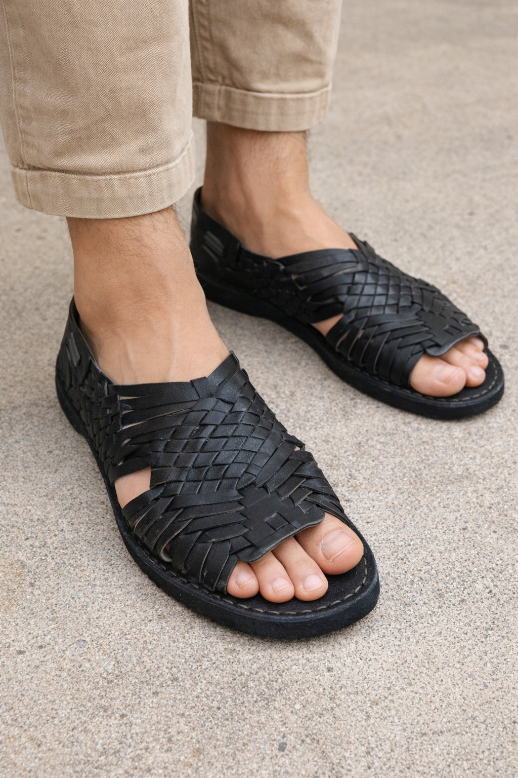 Men’s Handmade Huarache Sandals Open-Toed 100% Leather with Tire Sole