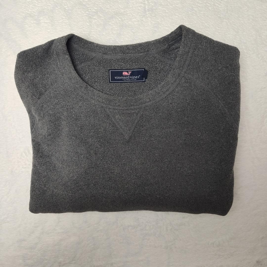 Vineyard Vines Sweater Mens Medium Gray Fleece Crewneck Pullover Soft Casual