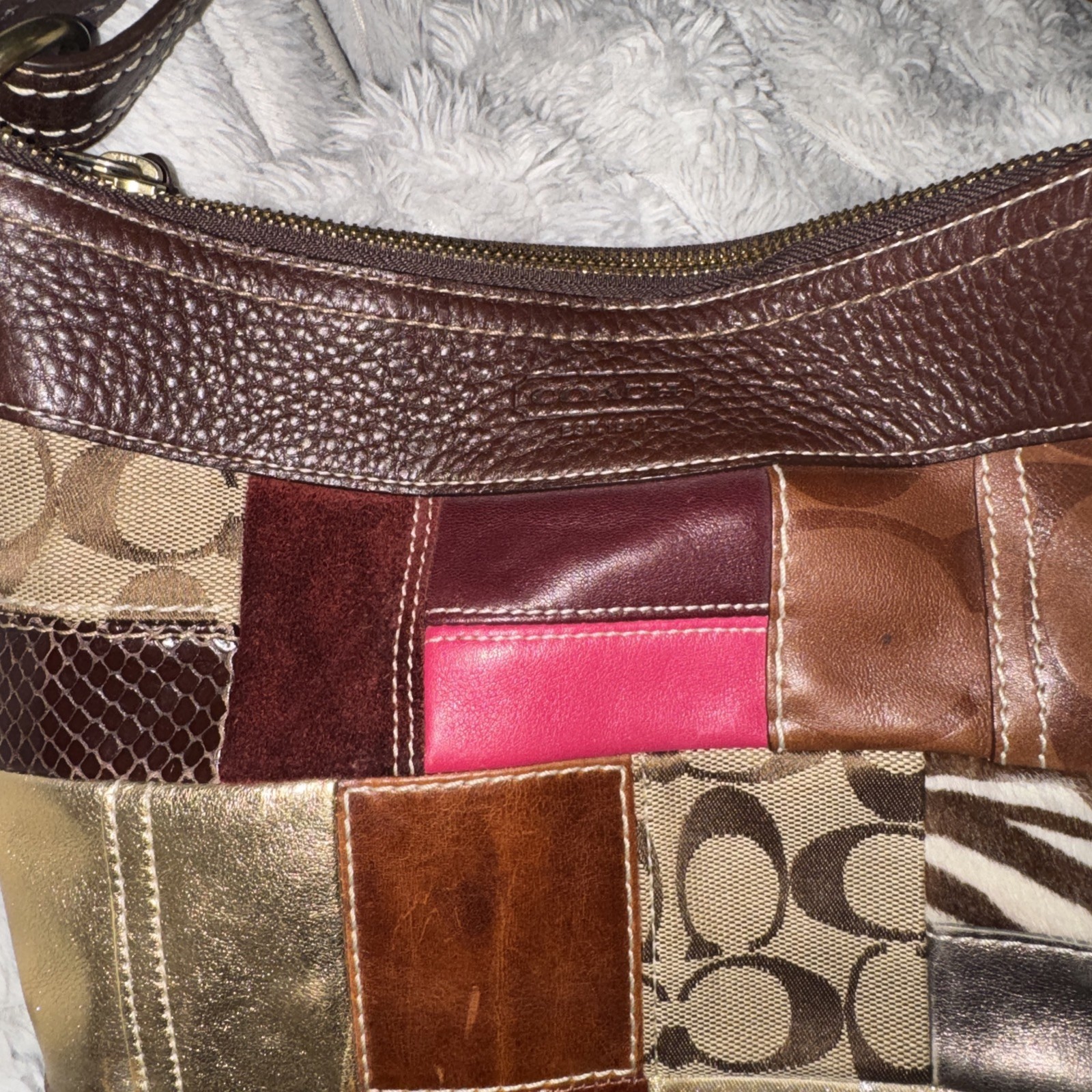 Coach Patchwork Shoulder Bag Item 10435 EUC Multicolor Gold Hardware