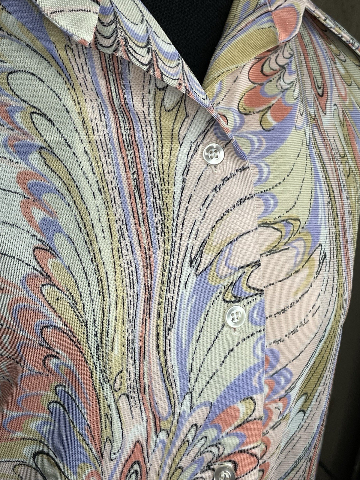 Vintage 70s Bradley Abstract Print Button Up Blouse Women’s Small Psychedelic